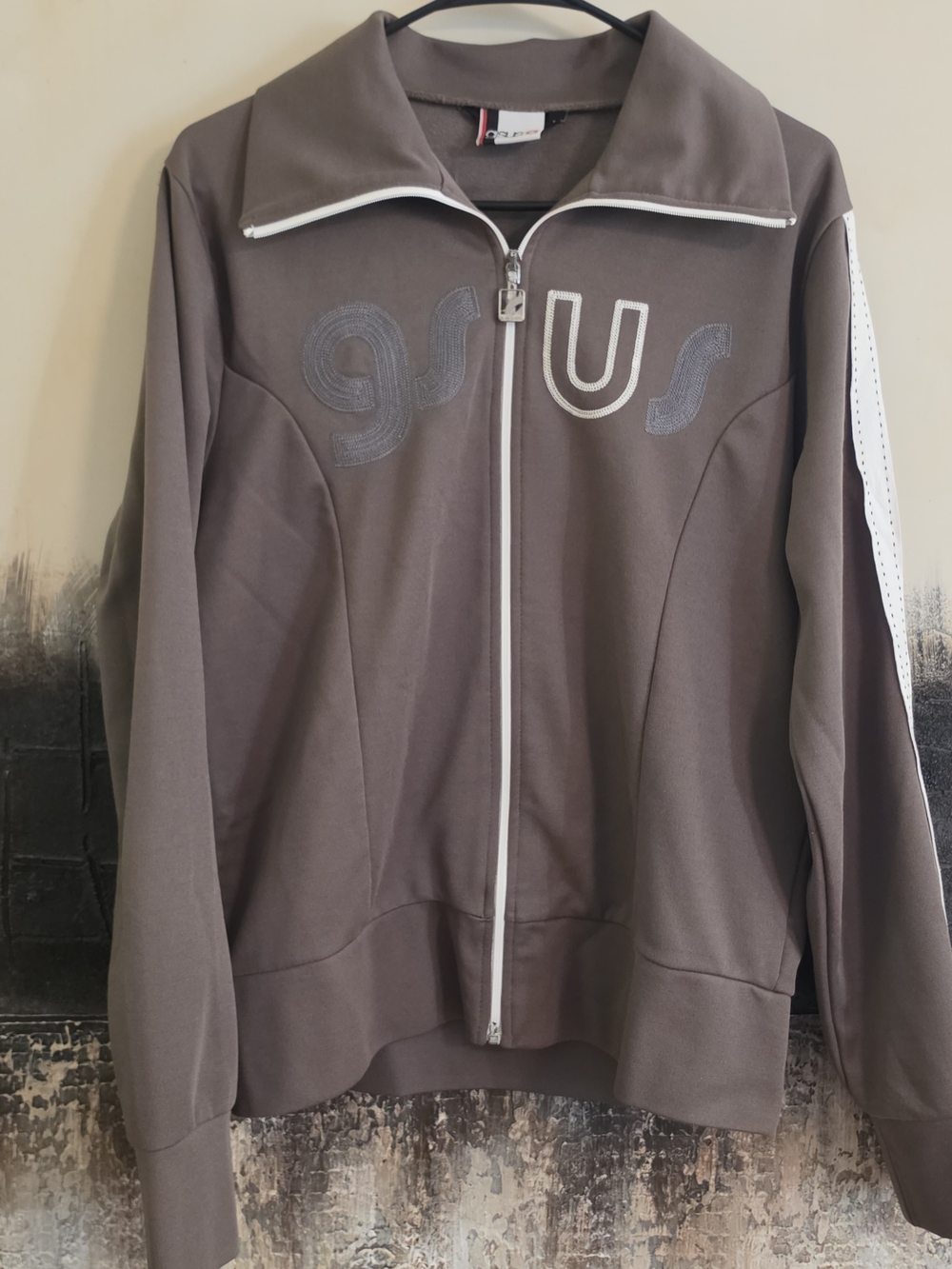 Gsus Industries Track Jacket Olive Green Full-Zip Pockets Logo Women's L